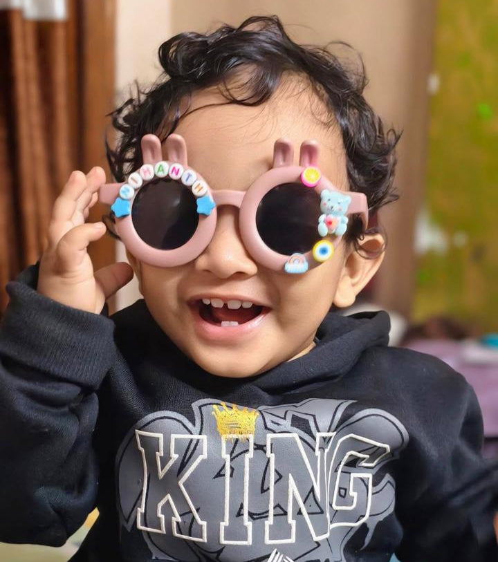 Customised name with cartoons bunny shape polarized sunglasses for infants