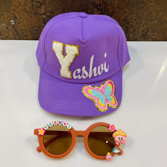 Summer Essentials Combo - Customized Round Sunglasses + Printed Name Cap