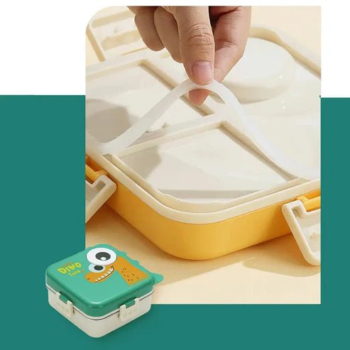 Dino Eye – Leakproof Steel Lunch Box with Spoon & Salad Cup