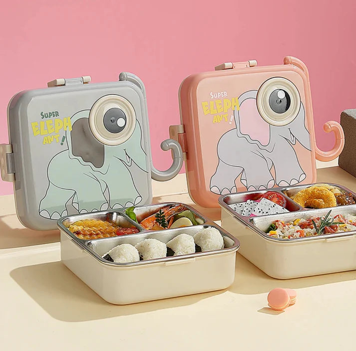 Elephant Eye – Leakproof Steel Lunch Box with Spoon & Salad Cup