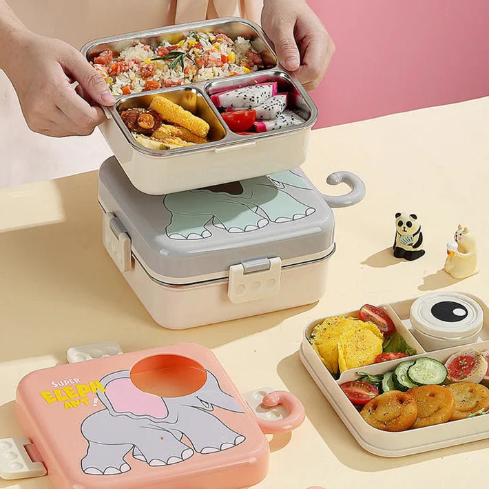 Elephant Eye – Leakproof Steel Lunch Box with Spoon & Salad Cup