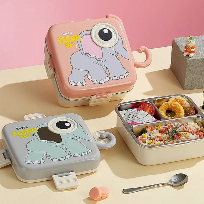 Elephant Eye – Leakproof Steel Lunch Box with Spoon & Salad Cup