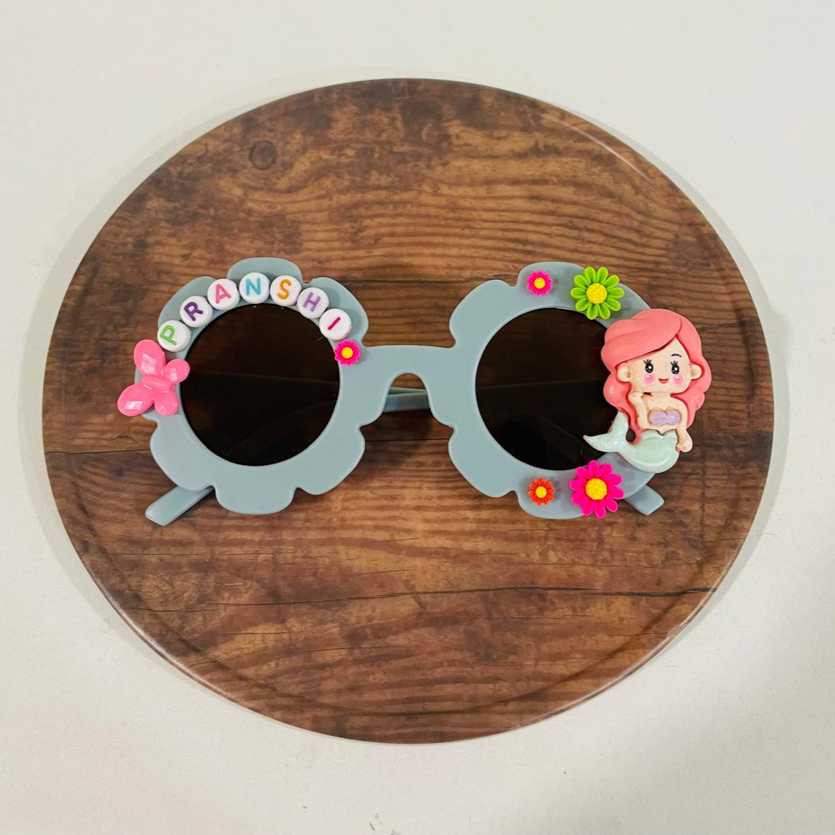Customised name with flowers flower shape polarized sunglasses for girls
