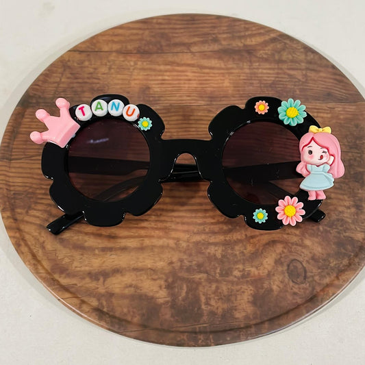 Customised name with flowers flower shape polarized sunglasses for girls