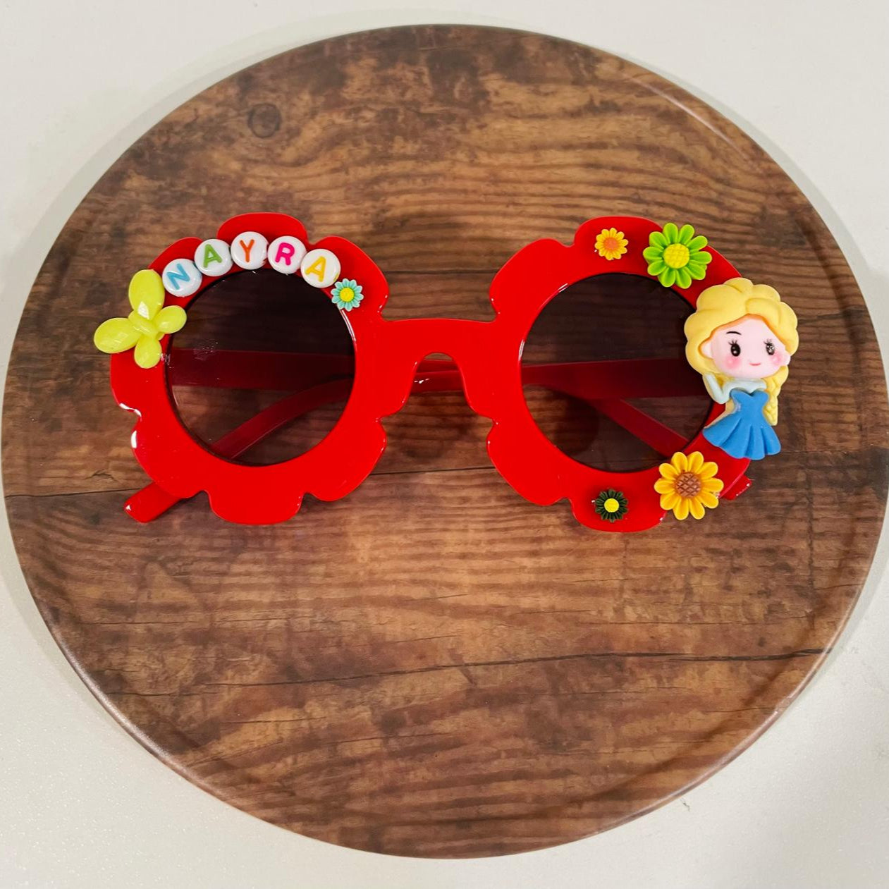 Customised name with flowers flower shape polarized sunglasses for girls