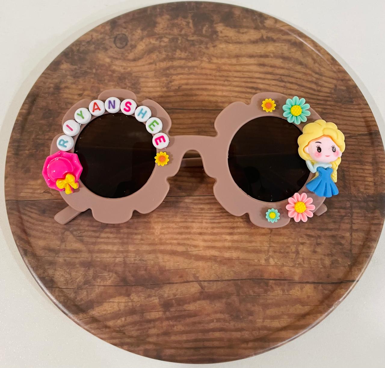 Customised name with flowers flower shape polarized sunglasses for girls