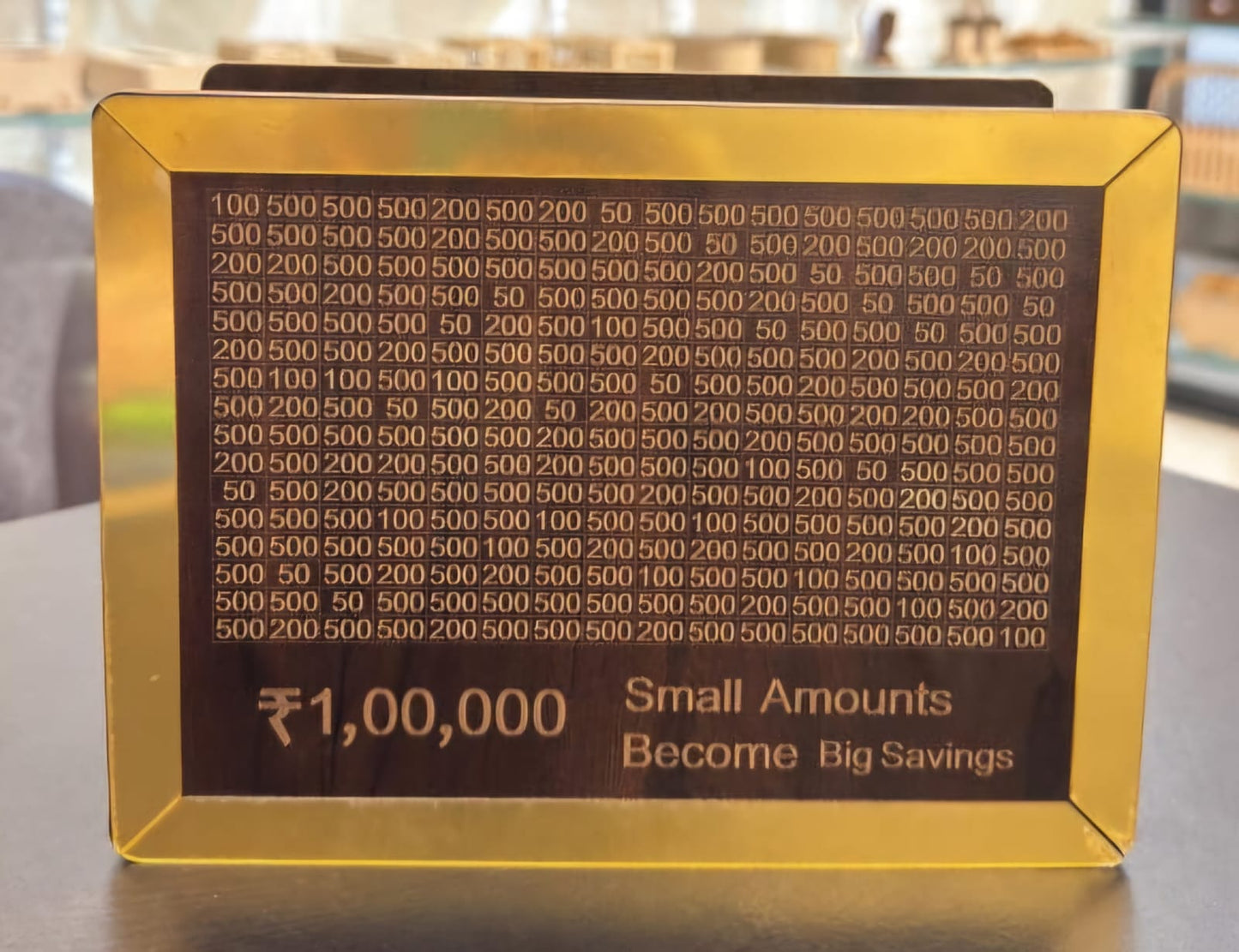 Wooden Money Saving Box | ₹1,00,000 Savings Challenge Piggy Bank | Cash Saver Money Bank