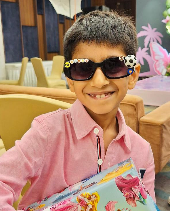 Customised name with cartoons rectangle shape polarized sunglasses for kids