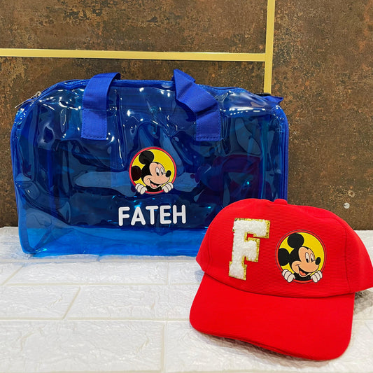 Customized Theme Printed Duffle Bag and Cap Combo