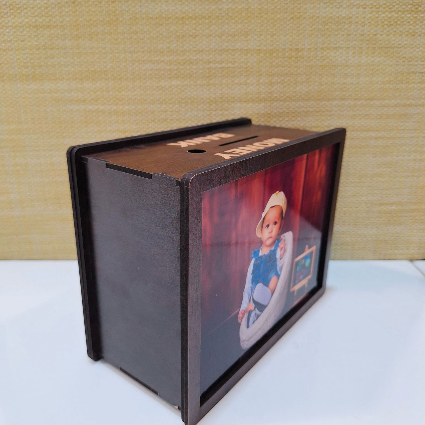 Personalized Wooden Money Saving Box With Custom Photo