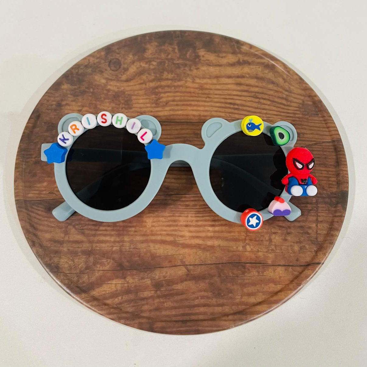 Customised name with cartoons teddy shape polarized sunglasses for kids