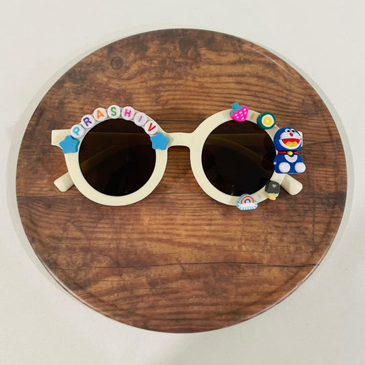 Customised name with cartoons round shape polarized sunglasses for kids