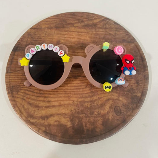 Customised name with cartoons teddy shape polarized sunglasses for kids