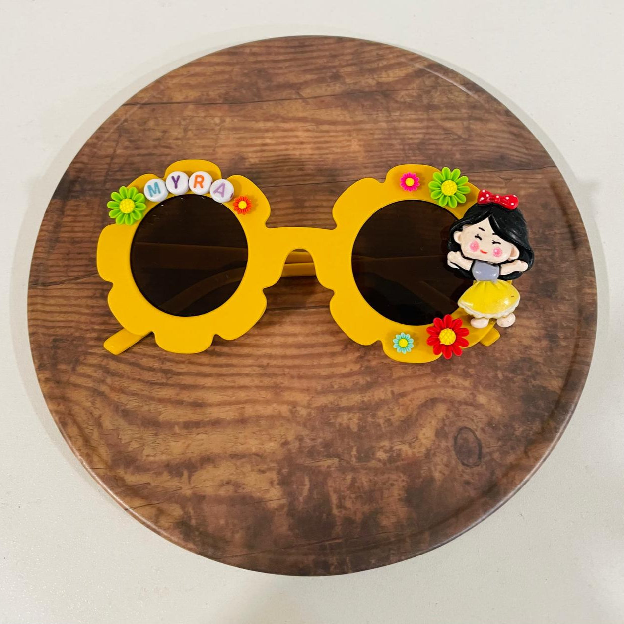 Customised name with flowers flower shape polarized sunglasses for girls