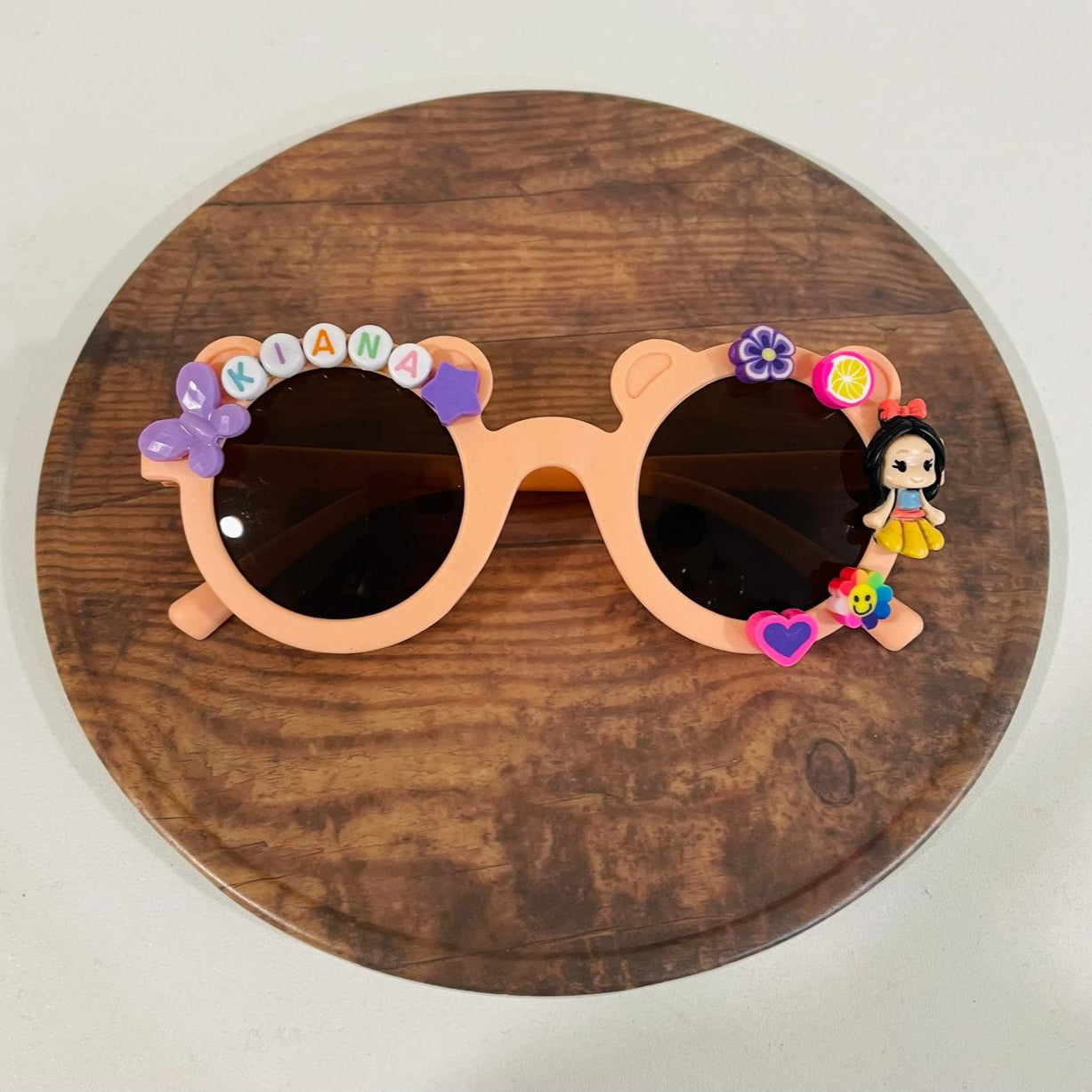Customised name with cartoons teddy shape polarized sunglasses for kids