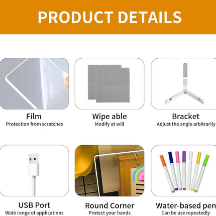 3D Acrylic LED Writing Pad with Pen & Light | 30 x 20 cm