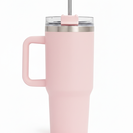Large Tumbler with handle and straw | Premium Insulated Travel Coffee Mug 1200ml