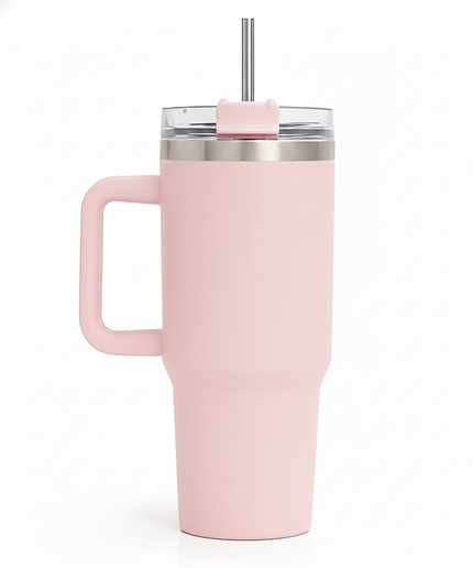 Large Tumbler with handle and straw | Premium Insulated Travel Coffee Mug 1200ml