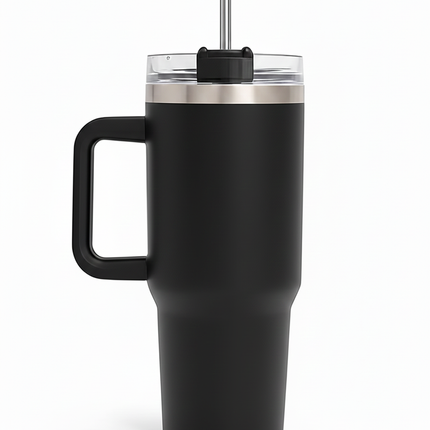 Large Tumbler with handle and straw | Premium Insulated Travel Coffee Mug 1200ml
