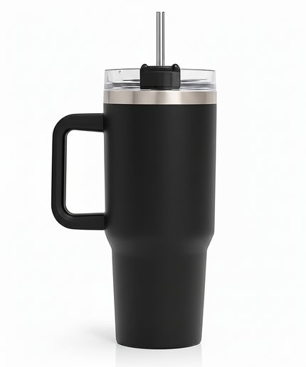 Large Tumbler with handle and straw | Premium Insulated Travel Coffee Mug 1200ml
