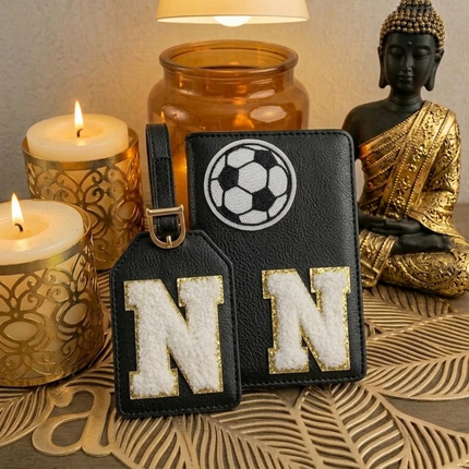 Personalized Initial Passport Cover with Travel Tag Combo