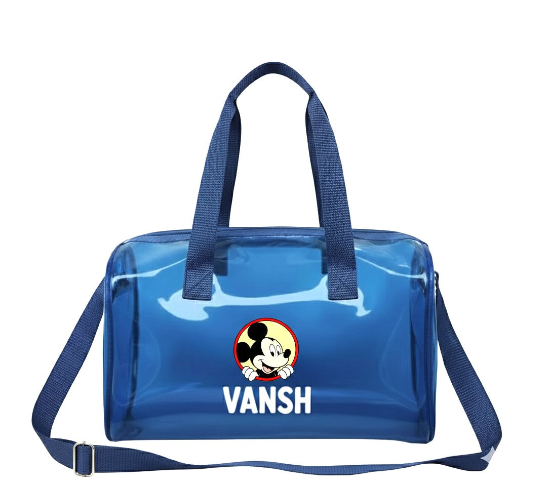 Customized Jelly Duffle Bag with Printed Name and Cartoon