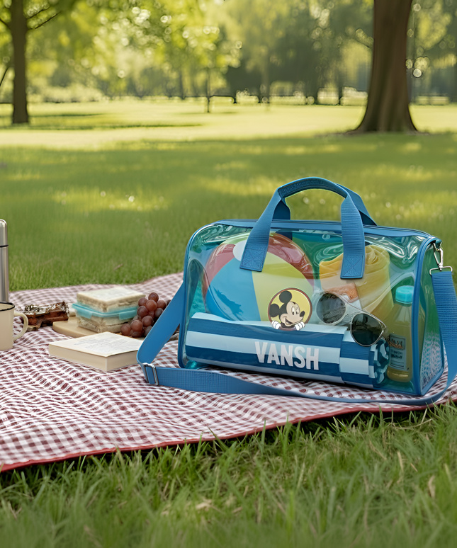 Customized Jelly Duffle Bag with Printed Name and Cartoon