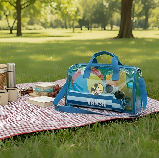 Customized Jelly Duffle Bag with Printed Name and Cartoon