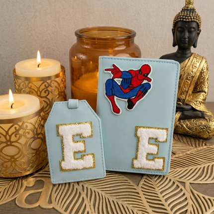 Personalized Initial Passport Cover with Travel Tag Combo