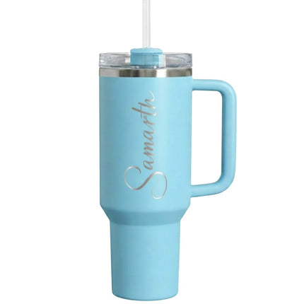 Customized Large Tumbler with handle and straw | Premium Insulated Travel Coffee Mug with name 1200ml