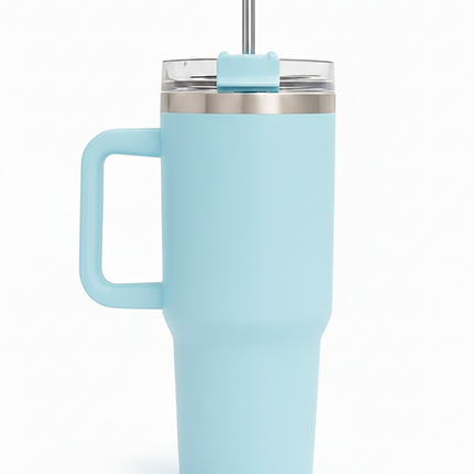 Large Tumbler with handle and straw | Premium Insulated Travel Coffee Mug 1200ml