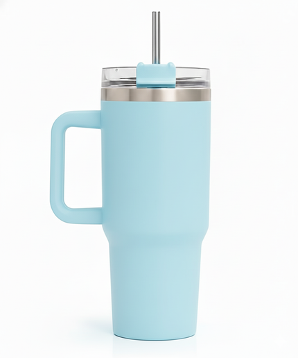 Large Tumbler with handle and straw | Premium Insulated Travel Coffee Mug 1200ml