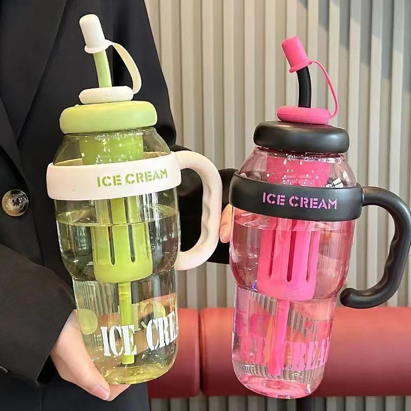 Ice Bottle with Straw Large Capacity Detox Water Bottle for Kids and Adults