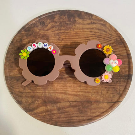 Customized Sunglasses for girls with name and beads - flower shape