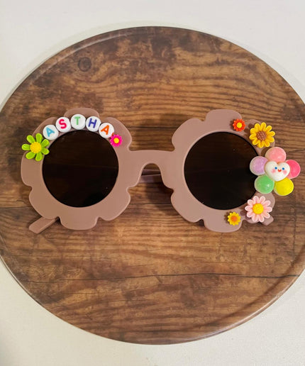 Customized Sunglasses for girls with name and beads - flower shape