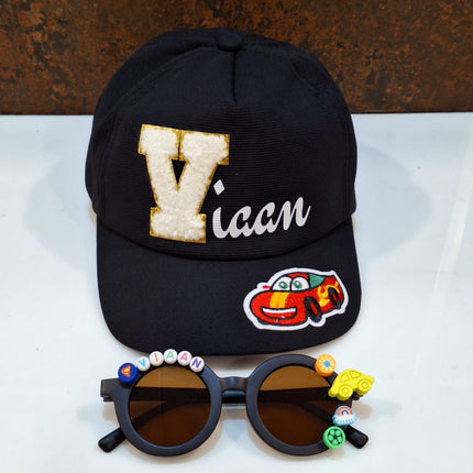 Summer Essentials Combo - Customized Round Sunglasses + Printed Name Cap