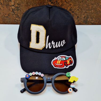 Summer Essentials Combo - Customized Round Sunglasses + Printed Name Cap