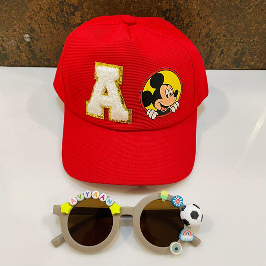 Summer Essentials Combo - Customized Sunglasses + Printed Cartoon Cap