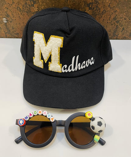 Summer Essentials Combo - Customized Sunglasses + Printed Kids Name Cap