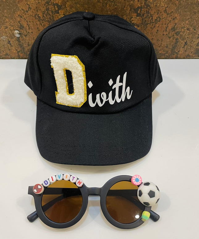 Summer Essentials Combo - Customized Sunglasses + Printed Kids Name Cap