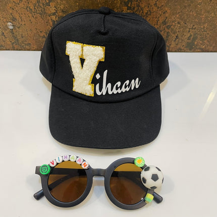 Summer Essentials Combo - Customized Sunglasses + Printed Kids Name Cap