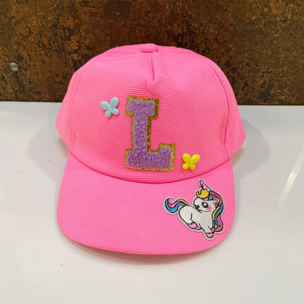 Customized Kids Caps - Initial & Cartoon with Beads