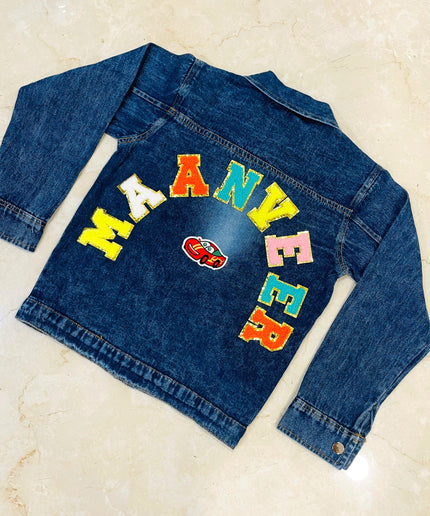 Personalised Denim Jacket with name & cartoons- Premium Quality