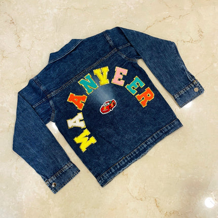 Personalised Denim Jacket with name & cartoons- Premium Quality