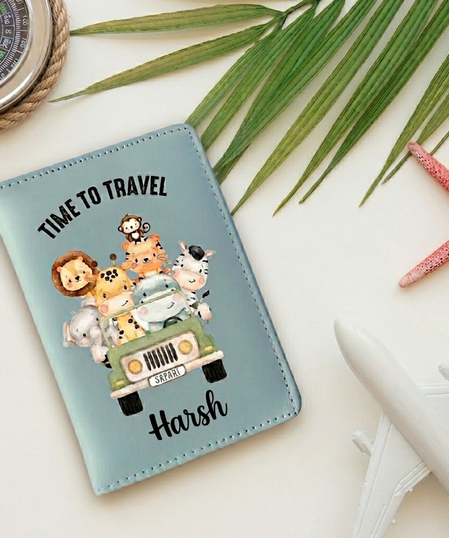 Personalized Time to travel theme Passport Cover