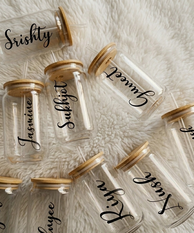 Personalized Name Glass Tumbler With Glass Straw ( 540 ML )