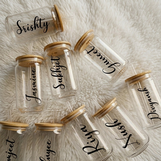 Personalized Name Glass Tumbler With Glass Straw ( 540 ML )