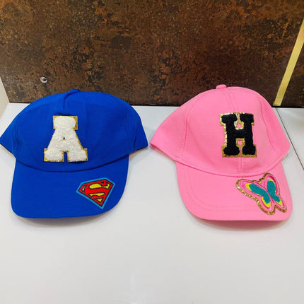 Customized Caps with Initial and Cartoon for Boys and Girls
