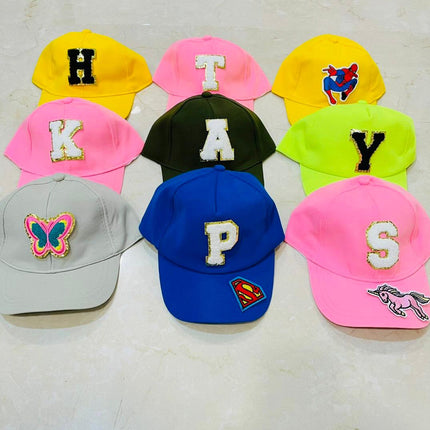 Customized Caps with Initial and Cartoon for Boys and Girls