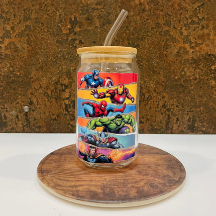 Premium Superheroes Glass Tumbler